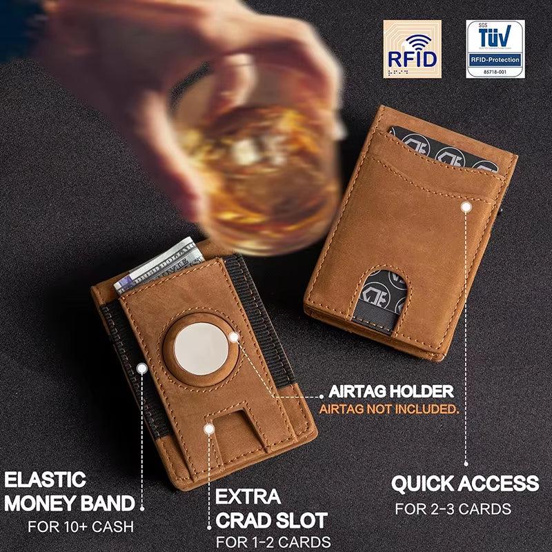 Airtag Credit Card Holder Bifold Slim Minimalist Pop up Wallet RFID Blocking Magnetic Wallet for Men