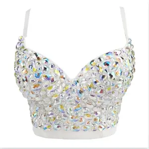 Tube Top Bra Blusas Short Handmade Stitched Acrylic Drill Colorful High Quality Fishbone Corset Clothing Sling Wedding Party Blind Date Stage Party Shaper Ladies Crop Shirt Vest Sexy Sprng Summer Outfits Woman Clothes Tank Tops