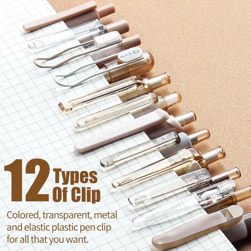 Four Candies Rose Series Gel Pens Set of 12 with 10 Black & 1 Pink Ink 0.5mm Fine Point for Smooth Writing School Office Supplies Girly Aesthetic Desk Accessories for Women Christmas Gift, Adults and Artists, Nurse Aesthetic