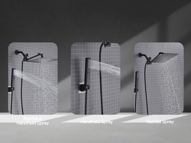 Shower Head Combo,10 Inch High Pressure Rain Shower Head，Adjustable Extension Arm, Spray with Long Hose & Tools, Shower Equipment for Home Springtok