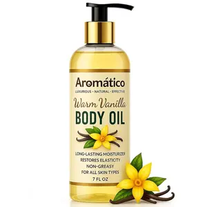 Aromático Warm Vanilla Body Oil - Deep Hydration Non-Greasy Formula for All Skin Types, Fast Absorbing & Cozy Fragrance