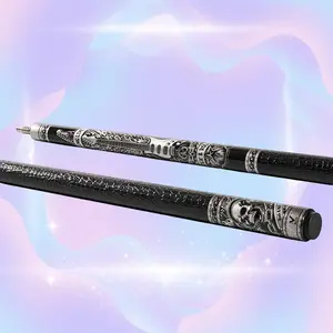 EVO REBEL Carbon Fiber Pool Cue with Black Crocodile & Black/White Lizard Synthetic Leather Wrap - Pro Taper Shaft, TIME Standard Tip, Ultra-Stiff 3/8-8 Stainless Joint, 29" Shaft & Butt, 19-19.5 oz