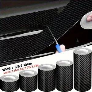 3D Carbon Fiber Car Protective Film, Universal Fit, Polyester Fiber, Scratch-Resistant Protective Film for Door Sills and Side Mirrors, Available in 3cm/5cm/7cm Sizes, Decal for Cars
