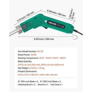 VEVOR Hot Knife Foam Cutter, 200W Electric Foam Cutting Tool, 122 - 932 Adjustable Styrofoam Cutter with 6 8 Cutting Blades for KT Board, Polyethylene, Sponge, Rubber - Tool Box Included