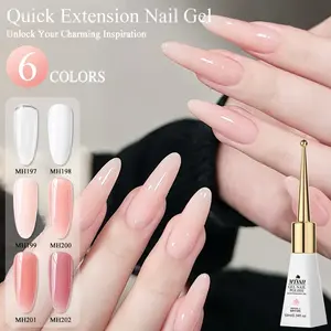 MTSSII 10ml Quick Extension Nail Gel, 6 Colors Nude Gel Polish Pink Nail Polish Neutral Sheer French Tip Base Colors Quick Extension Nail Art Modeling Gel, Acrylic Gel System, Acrylic Gel Nails, Nail Art & Nail Polish for Home & Salon Use