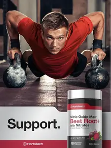 Horbaach Nitric Oxide Beet Root Capsules | 180 Count | with Nitrates and Precursor | for Men and Women | Vegetarian, Non-GMO, Gluten Free Supplement