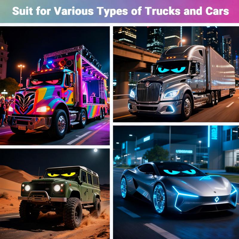 Devil Eyes For Car Programmable Bluetooth APP Control BlackFriday Pre-made Animations Customizable Text Illuminated Emblem Decoration LED Lights Dashboard Flexible Display Panel Car Display Sign