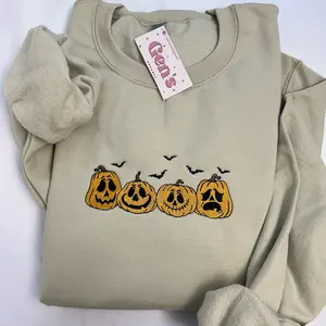 Embroidered Vintage Pumpkins Sweatshirt, Halloween  Sweatshirt, Fall Sweatshirt, Vintage Halloween Crewneck
