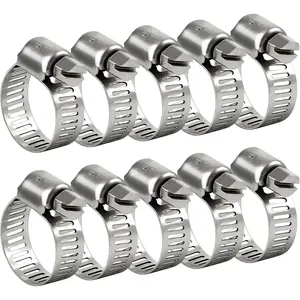 Hose Clamp 3/4 Inch, 10 Pack Stainless Steel Hose Clamps  1/2 Inch to 3/4 Inch Hose Pipe Adjustable Worm Gear Hose Clamps Assortment Kit  Fuel Line, Automotive, Radiator, Mechanical