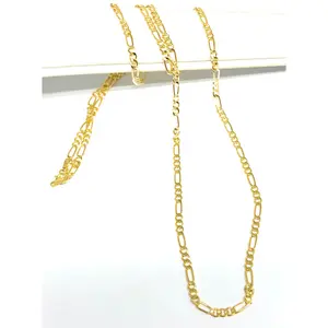 14k Solid Gold Figaro Chain 16-24 inches 2.5mm (Semi-Hollow Style)