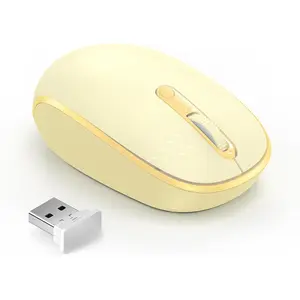 , 2.4G Quiet Computer  with USB Receiver, 4 Buttons Portable Cordless Mice for Chromebook, Laptop, PC, , 800/1200/1600 DPI - Yellow
