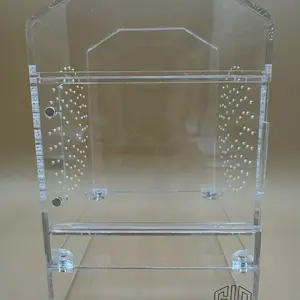 “Big Spood Barn” 5x5x8” Jumping Spider Enclosure Clear Acrylic Habitat for Pet Spiders