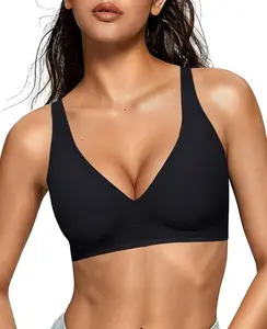 Deep V Low-Cut Sexy Push-Up Bra for Women, Padded, Comfortable Smooth Wireless Lift Bra, Seamless
