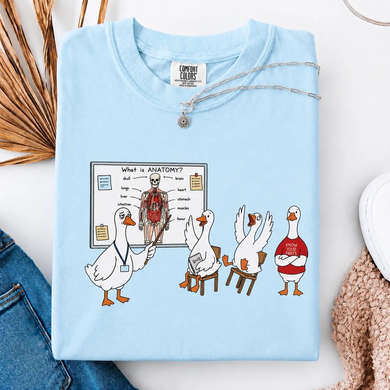 Comfort Colors Funny Anatomy Teacher Goose T-Shirt, Medical Biology Back to School T-Shirt, First Day of School Graphic Tee, Gift for Teacher
