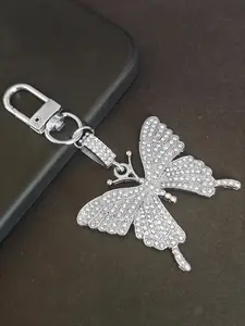 Colorful full diamond butterfly keychain metal creative diamond inlaid bag pendant keychain ring, suitable for daily wear, vacation and dating occasions, and also a surprising exquisite small gift.