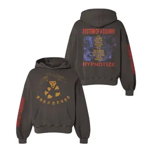 System Of A Down Tour Hoodie –Double Sided Graphic Pullover with Sleeve Print, Alternative Metal Band Hoodie for Rock & SOAD Fans.