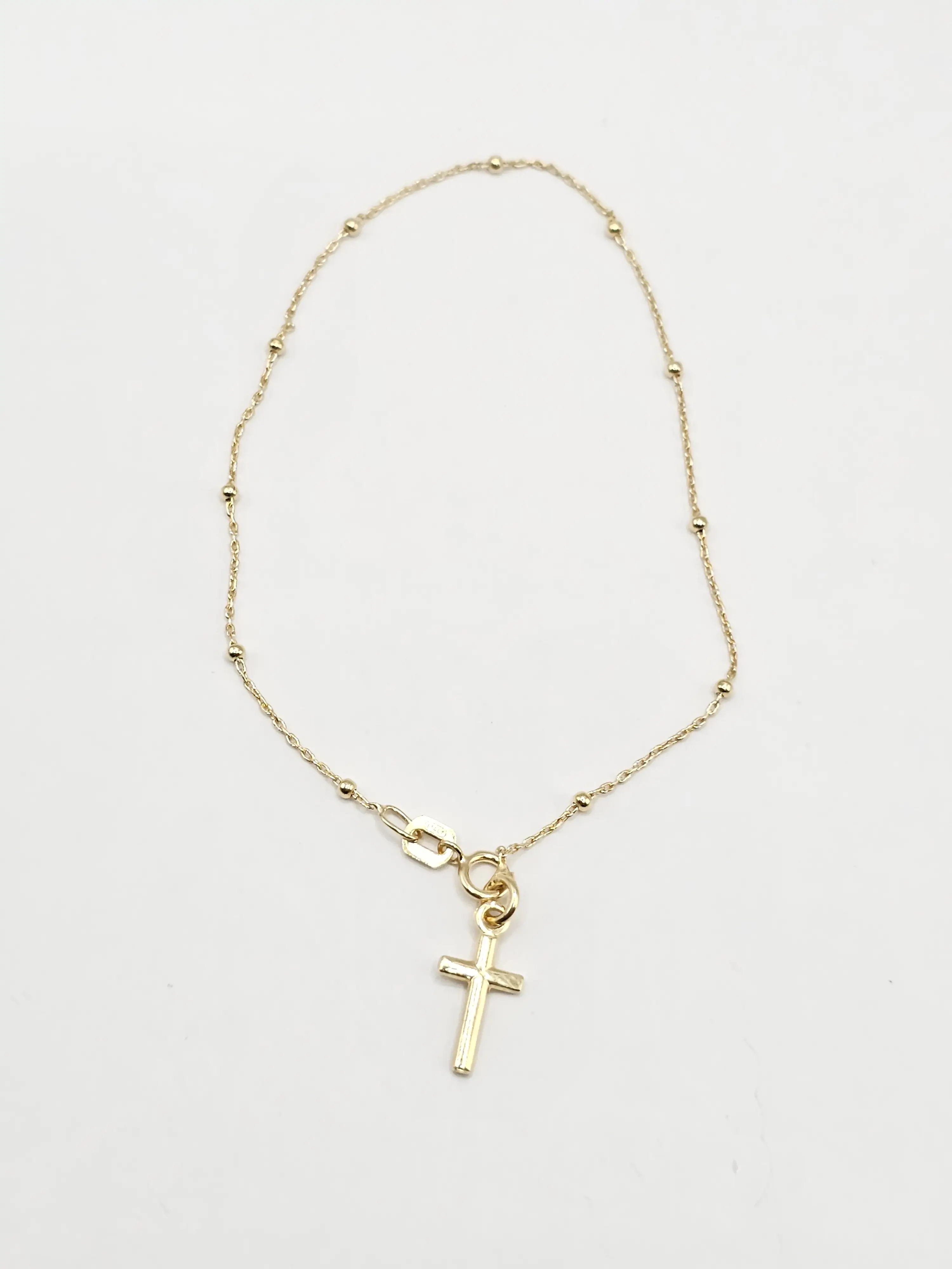 14K Gold Bracelet - Cross Charm Simple Design Elegant Jewelry Accessory