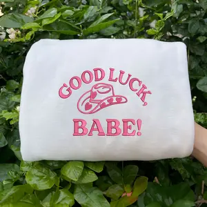 Good Luck Babe Embroidered Sweatshirt, Chappell Roan Music Embroidery, Pink Pony Club T-Shirt, Midwest Princess Tour, Sapphic lesbian shirt, gifts for women ESH633