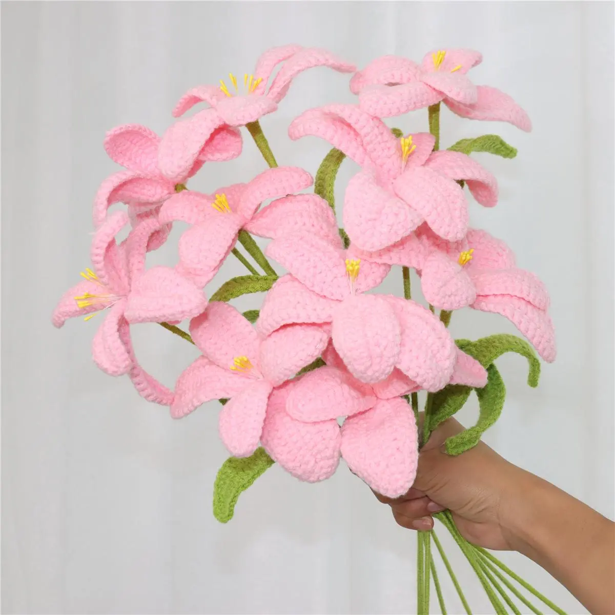 Handmade Crochet Tulip Bouquet, Knitting Flower Bouquet, Decorative Flower for Home Party Wedding Anniversary Festival, Fruit, Artificial Flower Arrangements, Tulip Shaped, Crochet Flowers Bouquet, Artificial Flower Decorations, Fake Floral Decor