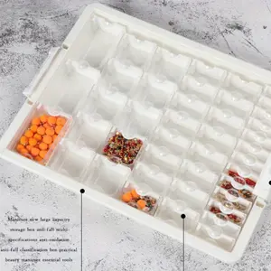 42 Movable Transparent Cell Storage Boxes, Nail Art Jewelry Sorting Box with DIY Bead Baskets, Bins & Containers Organiser Plastic White