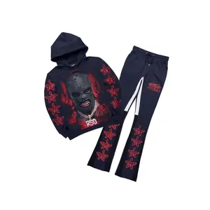 Tyvion Navy/Red Hoodie/Stacked Flare Track Set