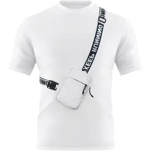 Mini Crossbody Sling Bag Chest Bag Dual Pocket Water Resistant Fanny Pack Running Phone Holder for Men Women Workout Travel, White