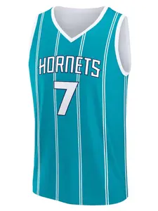 Blue Striped 7 Number Basketball Jersey for Men, Breathable Mesh Sleeveless Sports Vest, Retro Sports Jersey for Street Style and Training, All Seasons