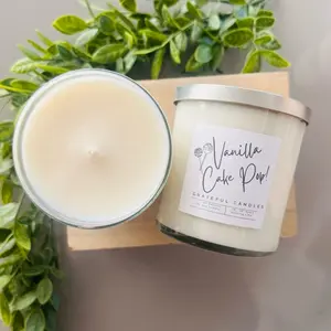 Vanilla Cake Pop! Candle - Delicious Vanilla Scent in Glass Container with Metal Lid for Home Decor and Ornaments making