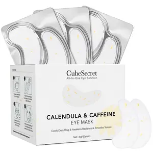 【CubeSecret】Caffeine Calendula Eye Mask, 30 pairs, rich in plant ingredients, gentle non-irritating, safe for sensitive skin, highly moisturizing, makeup better, effectively reduces eye bags fine lines and dark circles, improves overall appearance