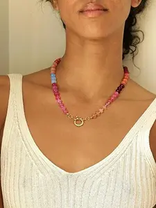 Bohemian Style Beaded Necklace, Colorful Bead Chain, Fashion Jewelry for Women and Girls, Casual All Seasons Accessory