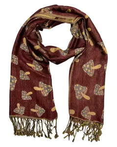 Burgundy & Tan Reversible Mushroom Rave Pashmina