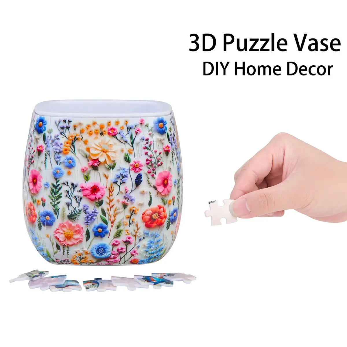3D Puzzle Vase Plant Holder, Handmade Succulent Planter, DIY Creative Gift for Living Room Decor, Birthday & Home Decoration, Flower Vase, Decorative Vase, Vases Home Decor