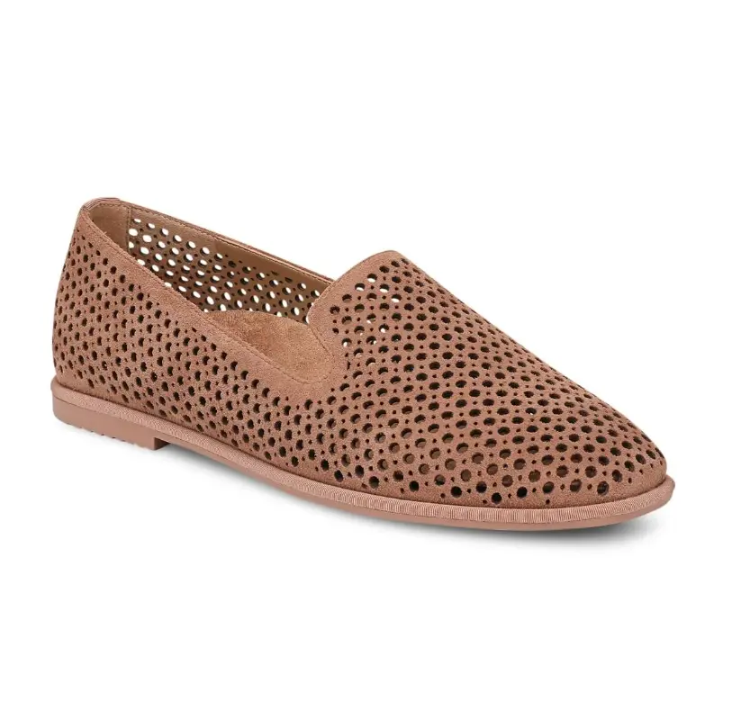VIONIC Willa 2.0 Perf Slip on Flat - Mocha Mousse Suede