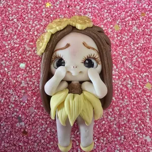 Yellow Clay Doll  for DIY Craft Embellishments - Approximately 2.6 Inches Hand-Made Dolls with Unique Designs for Various Crafts