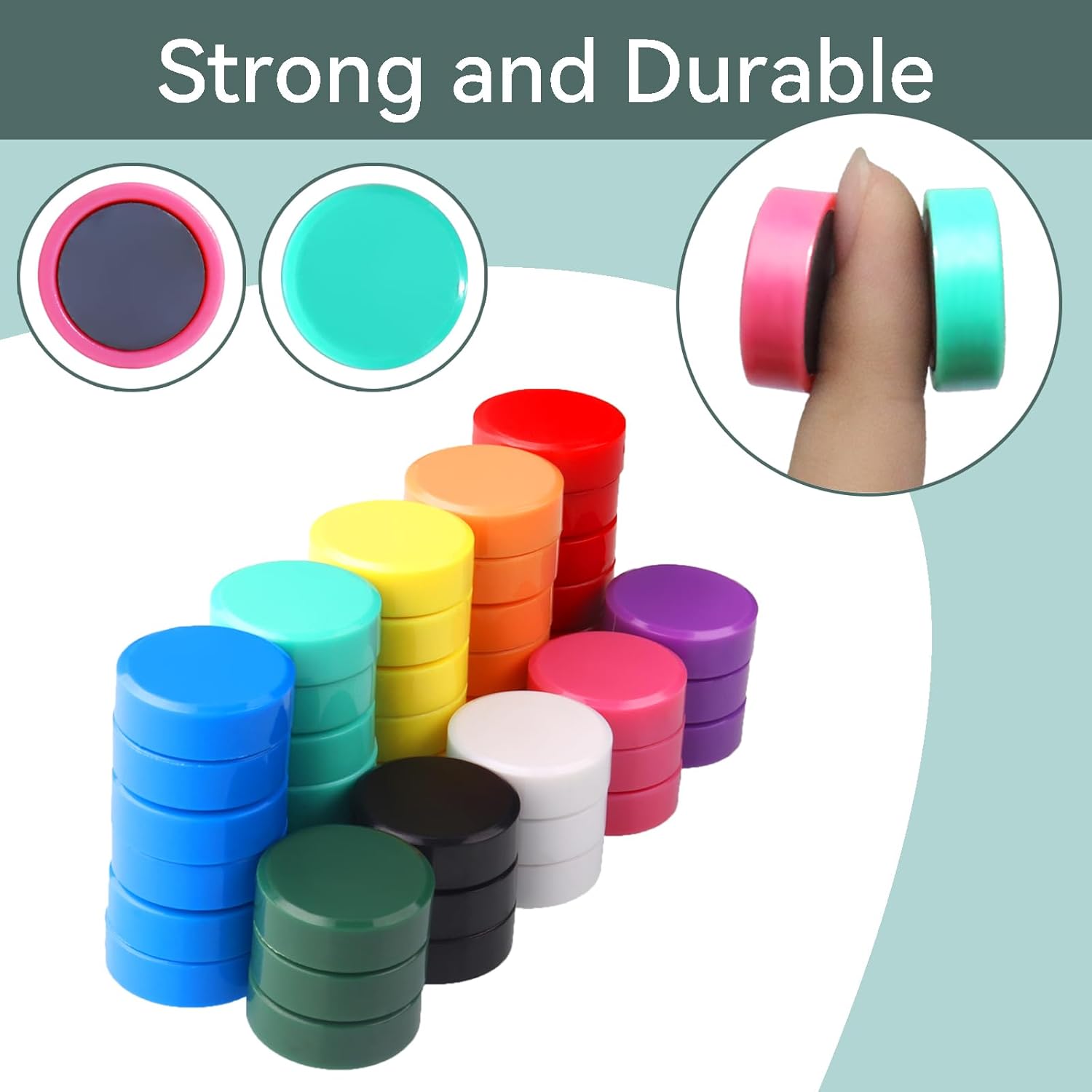 Fridge Magnets, 20PCS Ten Colors Strong Small Heavy Duty Magnets - Mini Round Refrigerator Magnets for Whiteboard Kitchen Office - Cute Decorative Magnet for Locker Classroom Home Organization
