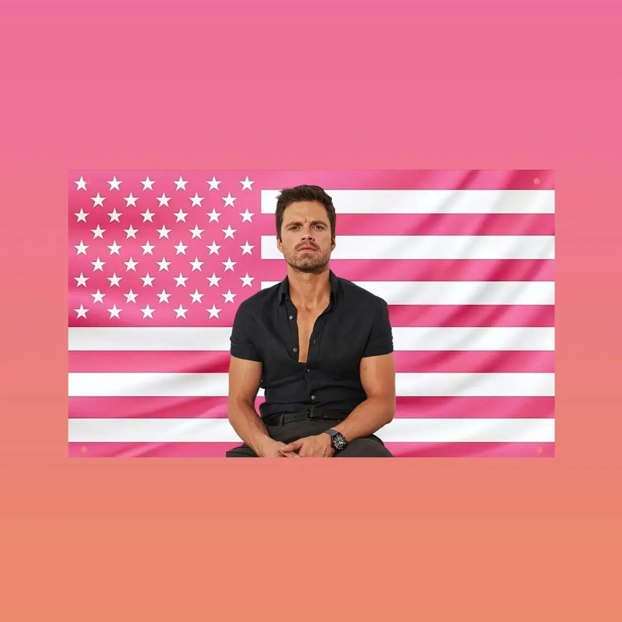 Bucky Barnes Pink US Flag | Winter Soldier Marvel Wall Tapestry | Avengers Dorm Room Decor | Bucky Barnes Fan Gift