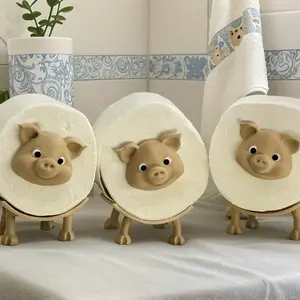 Adorable Piggy Toilet Roll Holder Traditional Bathroom Decoration Easy To Assemble Fun Quirky Decor Gift for Animal Lovers