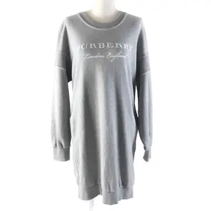 Pre-owned BURBERRY Cotton Small Leather Goods Crew Neck Tunic Dress Gray M