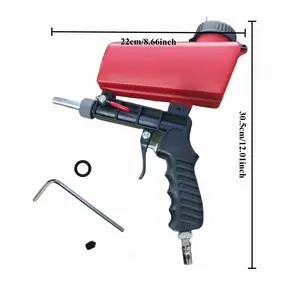 Red Sandblaster, Pneumatic Sandblaster, Small Handheld Portable Sandblaster for Home Use, Metal Rust Removal and Restoration Tool gravity feed lvl ppaint gun