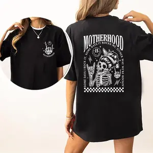 Motherhood Some Days I Rock It Shirt, Motherhood Rock Skeleton T-shirt Double Printed, Mom Life Shirt, Mama Shirt, Gifts For Mom, Soft Cotton Fabric Womenswear, Mom Daily Basic Outfits Comfort Fit, Rocking Mom Women Tops Chic Style