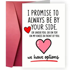 1pc Romantic Love Greeting Card, Cute Heart Design with Humorous Promise Message, Anniversary, Valentine's, Christmas Card for Couples, Boyfriend, Girlfriend, Husband, Wife, Partner, Keepsake Gift