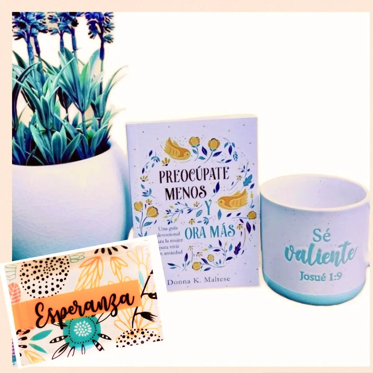 PREOCÚPATE MENOS Y ORA MÁS…Set 3pz  Book + tarjetas/praciones + taza