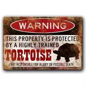 1 count  Tortoise Sign Funny Metal Signs Tortoise Gift Tortoise Accessories Tortoise Warning Sign Pet Gift Small Pet Tin Sign 8 X 12 Inches