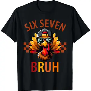 Funny Six Seven 6 7 Meme Thanksgiving Turkey 67 Hand Tee Shirt Men's Wear