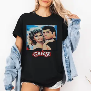 Grease The Movie John Travolta and Olivia Newton-John Unisex T-Shirt, Gift for Men and Women, Graphic Tees
