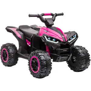 12V Kids Electric ATV Quad Bike, Ride-on Toy with Remote Control, 2 Speeds, LED Lights, Wireless Music, Soft Start, Treaded Tires, Battery Powered for Boys & Girls Ages 3?8