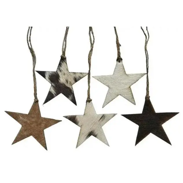 Cowhide Western Leather Christmas Ornament- Star  - Sold Individually