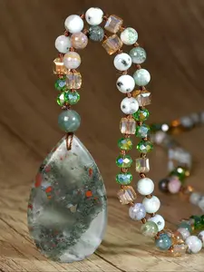 Vintage Waterdrop Dragon Blood Stone Necklace, Handmade Natural Stone Long Chain, Agate Jewelry for Men and Women, Special Holiday Gift