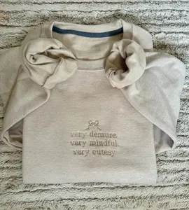 Very Demure, Very Mindful, Very Cutesy Embroidered Sweatshirt, Cute Fall Aesthetic Hoodie, Gift For Her, Trendy Cozy Apparel