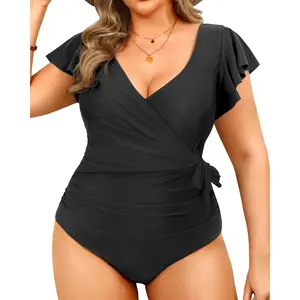 Tempt Me Women's Plus Size One Piece Swimsuits - Tummy Control Bathing Suits Ruffle Swimwear